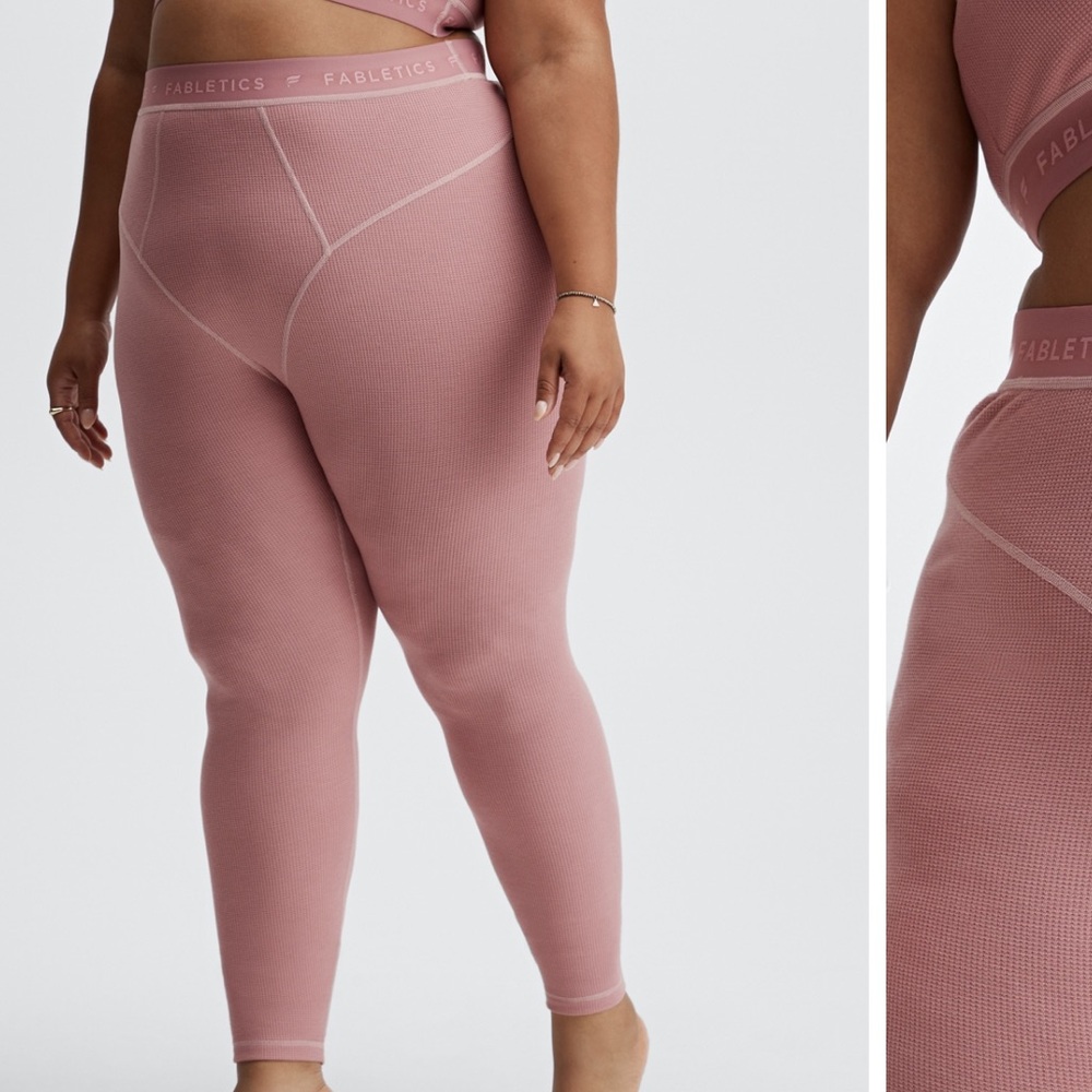 Fabletics Waffle Dusty Rose High-Waisted Legging - Picture 5 of 12